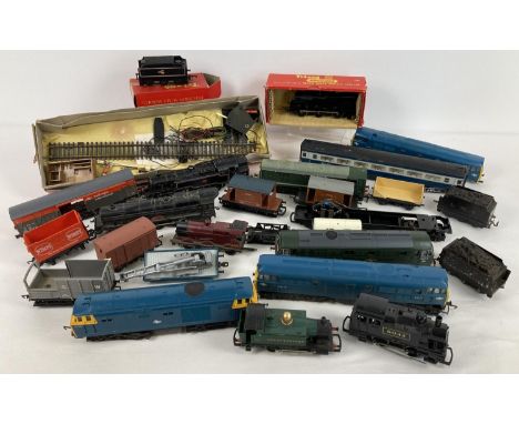 A box of mixed Tri-ang and Hornby model locomotives, wagons and accessories in varying sizes and conditions. To include Princ