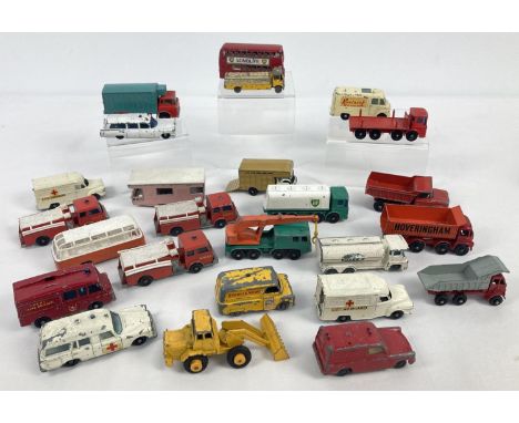 A collection of 25 vintage Matchbox/Lesney diecast vehicles, in Playworn condition. To include: No. 62 Rentaset T.V. Service 