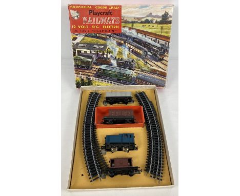 A vintage boxed Playcraft Railways OO/HO gauge 12 volt D/C. Electric P.1305 "Clapham" train set. 