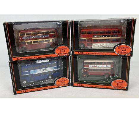 4 boxed Exclusive First Editions 1:76 scale diecast buses. Leyland TD1 Thames Valley Showbus 2000 #27205SB, Bristol Lodekka M