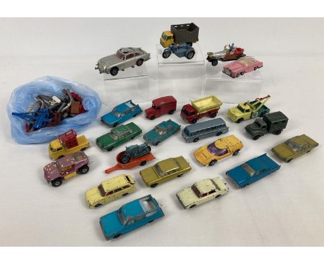 A collection of vintage diecast Matchbox/Lesney and other diecast vehicles, all in playworn condition. To include: Corgi Jame