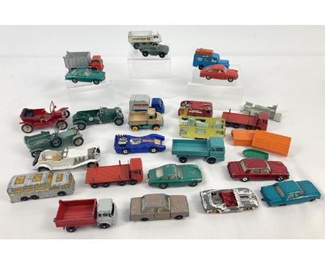A collection of 25 vintage diecast vehicles by Matchbox/Lesney, in playworn condition. To include: No. 15 Tippaz Refuse Colle