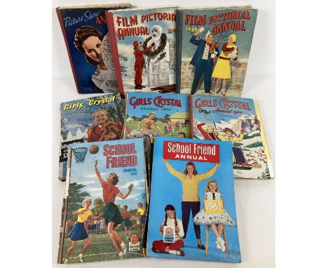 A small collection of vintage Girl's and Film annuals from 1930's, 40's and 60's. To include Girls' Crystal, School Friends a