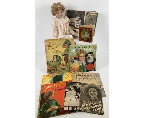 A "Little Miss Shirley" porcelain collectors doll by Danbury mint, designed by Elke Hutchens. Together with a collection of 1