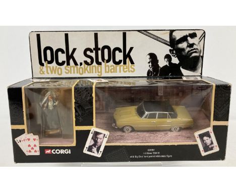 A boxed #CC01901 Rover V8 with "Big Chris" hand painted metal figure by Corgi, 1:43 scale. Lock Stock &amp; Two Smoking Barre