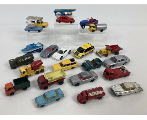 A collection of vintage mixed diecast vehicles by Matchbox, Husky and Budgie Models in playworn condition. To include: tipper