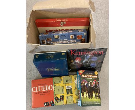 A collection of vintage board games to include: Trivial Pursuit, Cluedo, Kensington and Monopoly. 