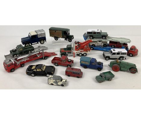 A collection of vintage and modern diecast, car transporters, 4 x 4 vehicles, vans and cars. To include examples by Dublo Din