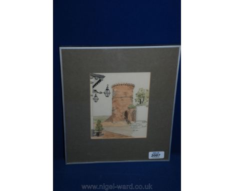 'The Gazebo Tower, Ross-on-Wye' A Pen, Ink & Watercolour by David Grech Monogrammed & Dated 1982 - Framed & Mounted.