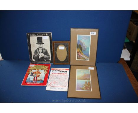 A Pair of Mounted Deco Prints of Italian Riviera Scenes, a Frame T/W a Book 'A Country Camera' with Pre- WWI Pictures inc Her