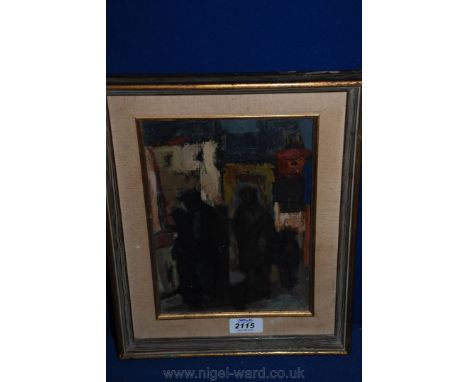 An Oil of four figures in shadow, unsigned
