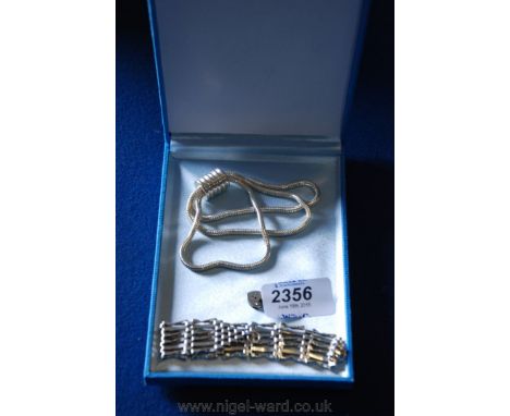 A Silver gate Bracelet and another modern Silver Bracelet