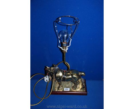 A Brass Shire Horse Table Lamp
