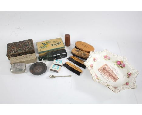 Collection of Co-Operative Wholesale Society Ltd (CWS) items, to include two tins, spoon, brushes, ashtray, glass bottle, por