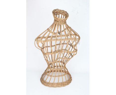 Wicker female bust mannequin, 69cm high