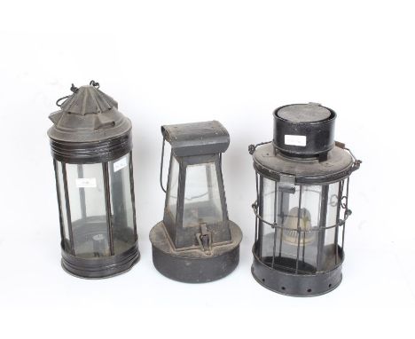 Hinks 1918 stable lantern, lantern initialled with George V symbol above initials WRM, candle lantern (3)
