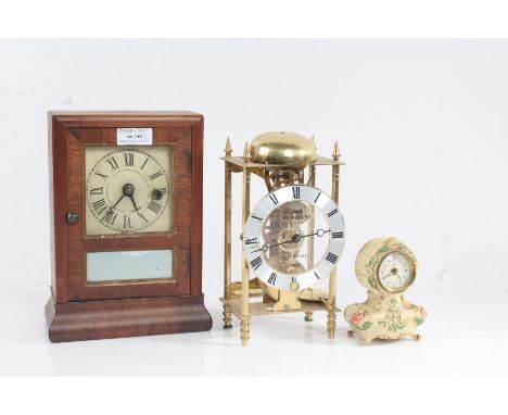 19th century American mantle clock, by Seth Thomas, together with a Sewells of Liverpool brass cased lantern style clock (AF)