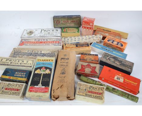 Collection of late 19th and Early 20th Century candle and night light boxes and packages, to include Price's Dragon candles, 