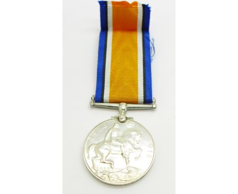 A WWI British War medal to 2379 Pte. T.G. Poole 7-Hrs, killed in action, with research paperwork, Thomas George