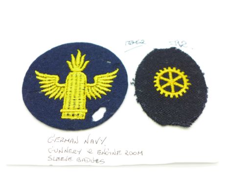 WWII German Navy Gunnery and Engine Room sleeve badges