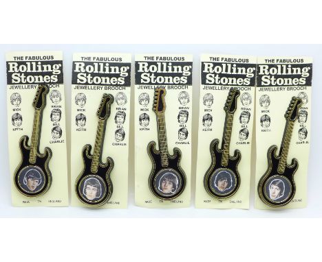 Rolling Stones guitar brooches, (5)