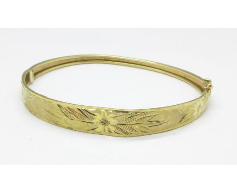 A 9ct gold bangle marked 375, 5.2g, a/f