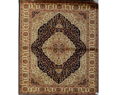 A blue ground Kum carpet, 230 x 160cm.