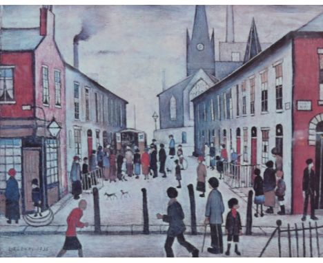 After LAURENCE STEPHEN LOWRY R.A. (1887-1976); signed limited edition coloured print "The Fever Van", signed in ink lower rig