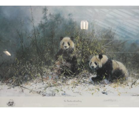 After DAVID SHEPHERD (born 1931); a signed limited print, "The Pandas of Wolong", signed in pencil to lower right, bearing a 