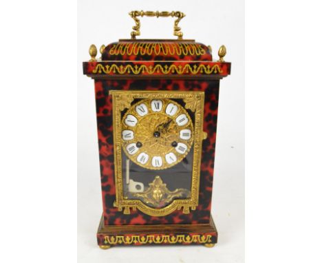 A reproduction boullework style eight day chiming mantel clock with Roman numerals to the dial, height 14cm.