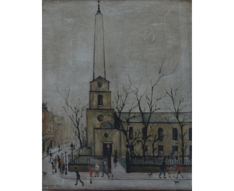 After LAURENCE STEPHEN LOWRY R.A. (1887-1976); a signed limited edition coloured print "St Luke's Church, Old St, London 1945