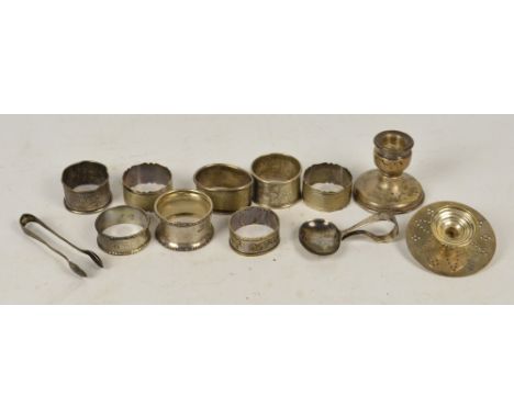 A pair of George V hallmarked silver napkin rings, Birmingham 1929, further various hallmarked silver napkin rings, a hallmar