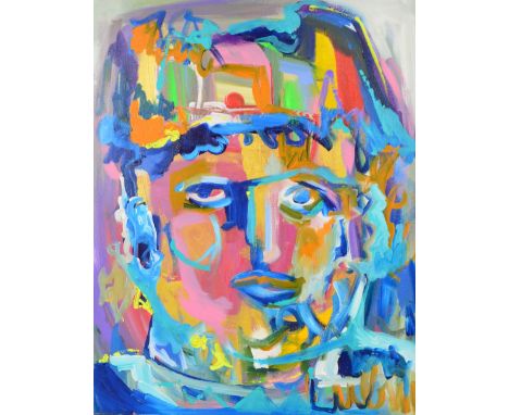 NOAH LUBIN (born 1979); oil on canvas, head and shoulders portrait study, signed, 76 x 61cm, block mounted but unframed. (D) 