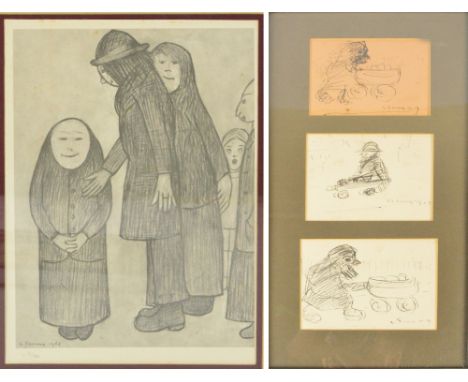 After LAURENCE STEPHEN LOWRY R.A. (1887-1976); a limited edition black and white print "Family Discussion", 111/850, with Har