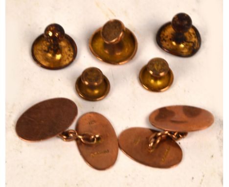 A cased pair of 9ct gold oval cufflinks with five studs, cufflink weight approx 5.6g.