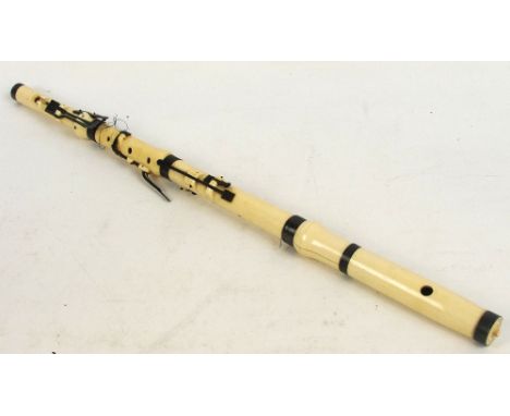 POTTER OF LONDON: a 19th century ivory and white metal mounted three section flute, stamped twice, length 67cms CONDITION REP