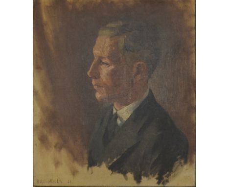 NADINE HAY-WALKER; oil on canvas "Dusty Miller", portrait of S.L. S.D. Miller R.N.V.R 1941", signed, inscribed verso, 61 x 51