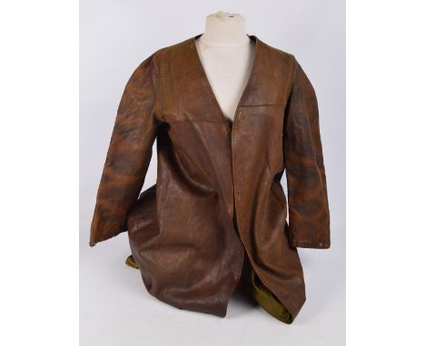 A leather lady's inner "Roscut" motoring coat by Ros of High Street, Exeter, signed with name "Miss Hylda Talbot". CONDITION 