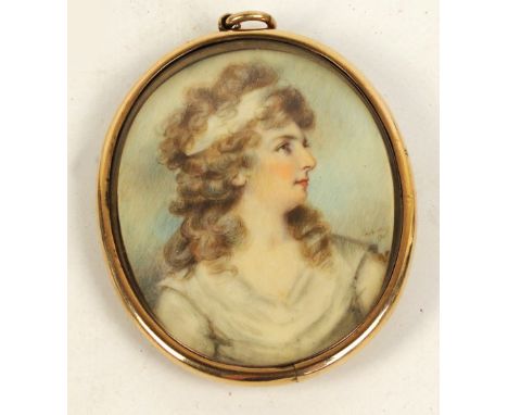 LATE 19TH CENTURY ENGLISH SCHOOL; oval portrait miniature, study of a young woman, bearing signature and spurious date, 6.25 