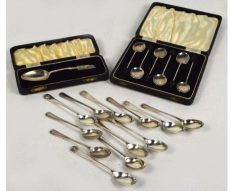 Two sets of six George V hallmarked silver coffee spoons, Levi & Salaman, Birmingham 1920, and Joseph Rogers & Sons, Sheffiel