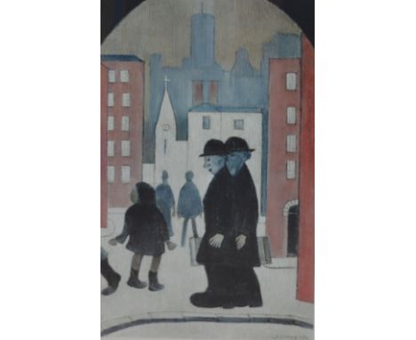 After LAURENCE STEPHEN LOWRY R.A. (1887-1976); a signed limited edition coloured print "Two Brothers", signed in pencil lower