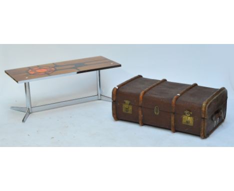 A 1960s tile topped coffee table, and a trunk (2).