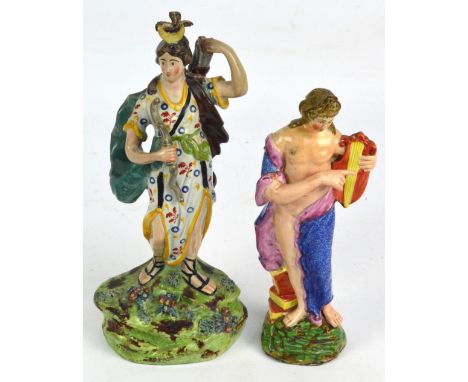 Two 19th century Staffordshire figures, one depicting Diana, stamped Walton to the back of the base, height 29.5cm, the other