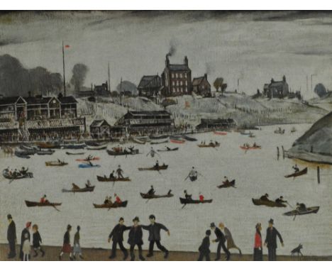 After LAURENCE STEPHEN LOWRY R.A. (1887-1976); a signed limited edition coloured print "Crime Lake", signed in pencil lower r