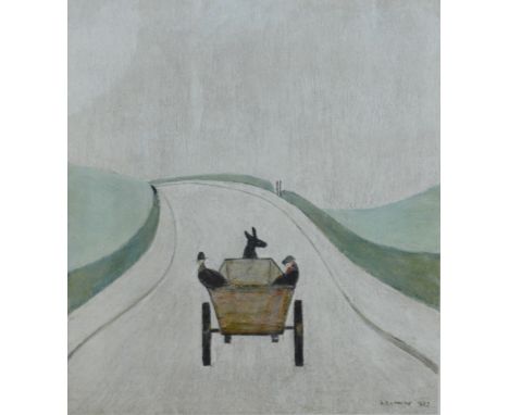 After LAURENCE STEPHEN LOWRY R.A. (1887-1976); a signed limited edition coloured print "The Cart", signed in pencil lower rig