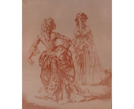 After WILLIAM RUSSELL FLINT (1880-1969); a coloured print, study f two models, apparently signed beneath mount, from the limi