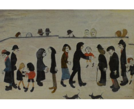 After LAURENCE STEPHEN LOWRY R.A. (1887-1976); a signed limited edition coloured print "Man Holding Child", published by Adam