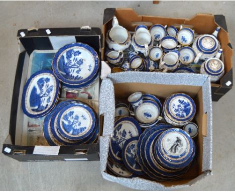 A Booths "Real Old Willow" pattern dinner, tea and coffee ware, to include plates, jugs in various sizes, soup bowls, cups an