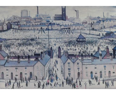 After LAURENCE STEPHEN LOWRY R.A. (1887-1976), a signed limited edition coloured print "Britain at Play", signed in pencil lo