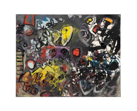 § ‡ Alan Davie C.B.E., R.A., H.R.S.A. (British 1920-2014) Flutter By Night, 1962  signed, titled, dated and inscribed Opus O.